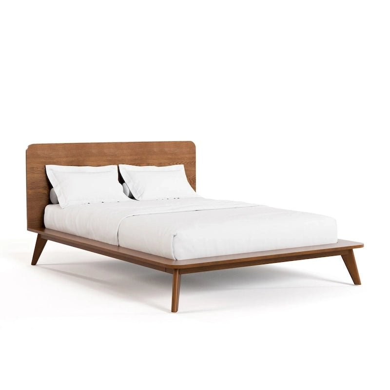 Belle chambre à coucher complète de 6 pièces en noyer à profil bas de style Mid-century (lit queen)