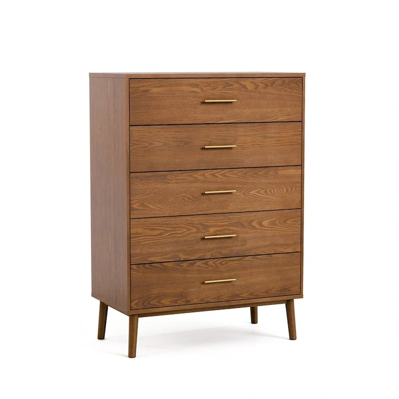 Belle chambre à coucher complète de 6 pièces en noyer à profil bas de style Mid-century (lit queen)