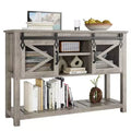 Whizmax Farmhouse Entryway Table with Sliding Barn Doors, Sofa Table with Storage and Open Shelf, Console Tables for Entryway, Hallway