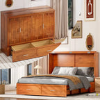 Lit escamotable moderne Mixoy avec matelas, tiroir de rangement, station de recharge