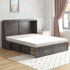 Lit escamotable moderne Mixoy avec matelas, tiroir de rangement, station de recharge