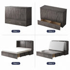 Lit escamotable moderne Mixoy avec matelas, tiroir de rangement, station de recharge