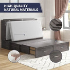 Lit escamotable moderne Mixoy avec matelas, tiroir de rangement, station de recharge