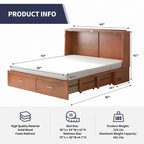 Lit escamotable moderne Mixoy avec matelas, tiroir de rangement, station de recharge