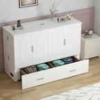 Lit escamotable moderne Mixoy avec matelas, tiroir de rangement, station de recharge