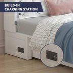 Lit escamotable moderne Mixoy avec matelas, tiroir de rangement, station de recharge
