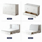 Lit escamotable moderne Mixoy avec matelas, tiroir de rangement, station de recharge