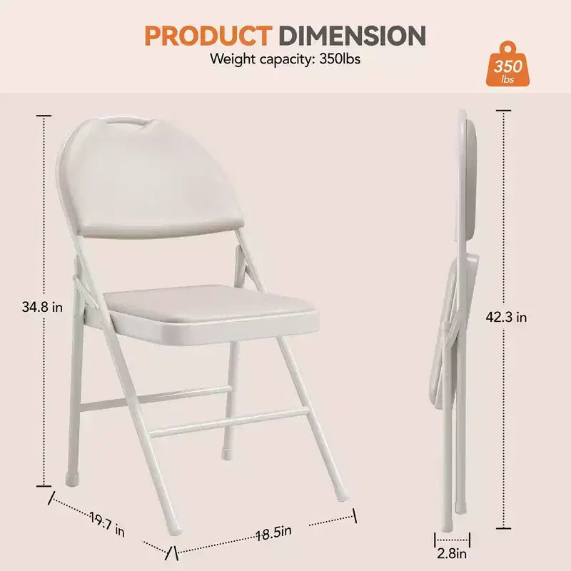 Folding Chairs Set of 2/4/6, Metal Foldable Chair with and Non-Slip Feet Pads
