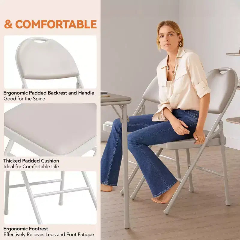 Chaises Pliantes Lot de 2/4/6, Chaise Pliante en Métal avec Patins Antidérapants