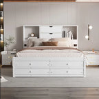 Lit plateforme queen avec tête de lit de rangement