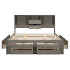 Lit plateforme queen avec tête de lit de rangement