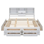 Lit plateforme queen avec tête de lit de rangement