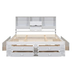 Lit plateforme queen avec tête de lit de rangement