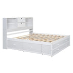 Lit plateforme queen avec tête de lit de rangement
