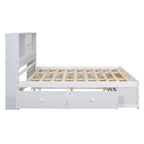 Lit plateforme queen avec tête de lit de rangement
