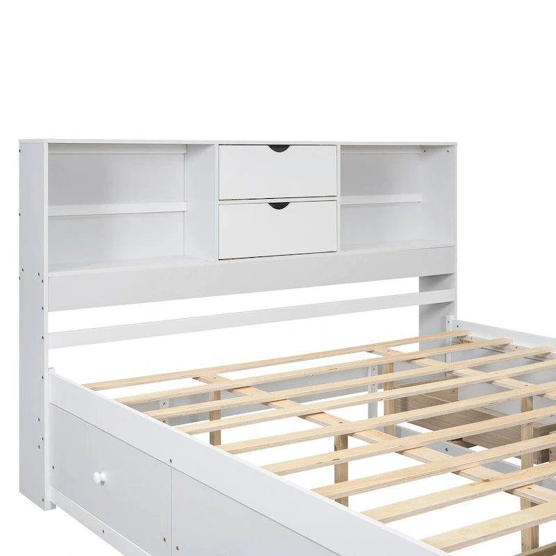 Lit plateforme queen avec tête de lit de rangement