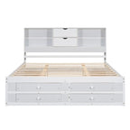 Lit plateforme queen avec tête de lit de rangement