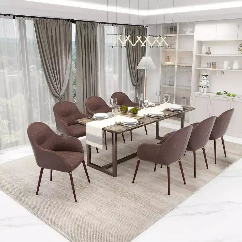 Chaise de salle à manger LeisureMod Elias – Siège en cuir ou velours rembourré avec pieds à revêtement en poudre, cuisine moderne, salle à manger, café, assise confortable