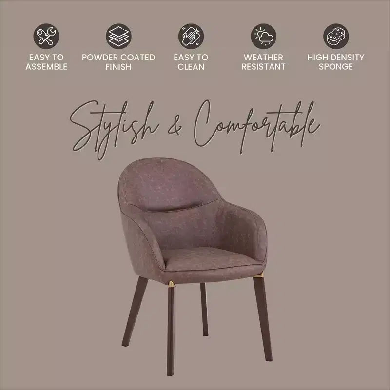 Chaise de salle à manger LeisureMod Elias – Siège en cuir ou velours rembourré avec pieds à revêtement en poudre, cuisine moderne, salle à manger, café, assise confortable