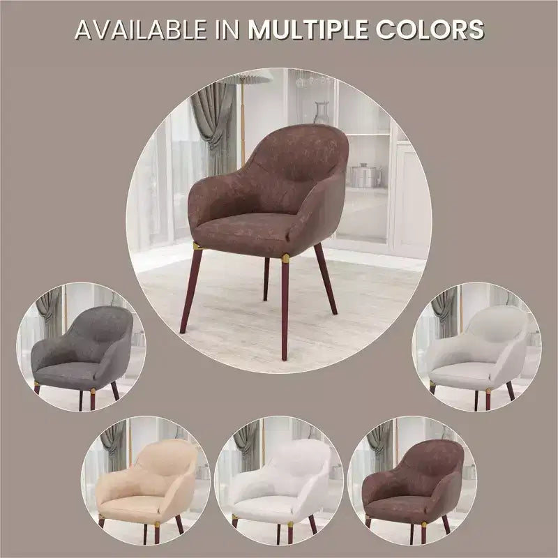 Chaise de salle à manger LeisureMod Elias – Siège en cuir ou velours rembourré avec pieds à revêtement en poudre, cuisine moderne, salle à manger, café, assise confortable