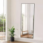 JIONJOY Miroir pleine longueur 16x59, verre HD incassable, cadre en métal, mural/sur pied pour chambre à coucher, placard, entrée