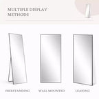JIONJOY Miroir pleine longueur 16x59, verre HD incassable, cadre en métal, mural/sur pied pour chambre à coucher, placard, entrée
