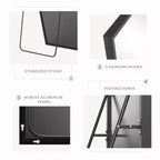 JIONJOY Miroir pleine longueur 16x59, verre HD incassable, cadre en métal, mural/sur pied pour chambre à coucher, placard, entrée