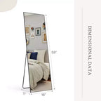 JIONJOY Miroir pleine longueur 16x59, verre HD incassable, cadre en métal, mural/sur pied pour chambre à coucher, placard, entrée
