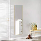 JIONJOY Miroir pleine longueur 16x59, verre HD incassable, cadre en métal, mural/sur pied pour chambre à coucher, placard, entrée
