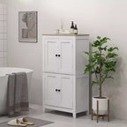 Meuble de salle de bain HOMCOM, meuble de sol de salle de bain avec étagères réglables, meuble de rangement sur pied avec portes, blanc