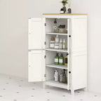 Meuble de salle de bain HOMCOM, meuble de sol de salle de bain avec étagères réglables, meuble de rangement sur pied avec portes, blanc