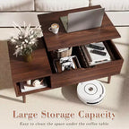 Table basse relevable JIONJOY avec rangement dissimulé, pieds en bois pour salon, petits espaces - Nettoyage facile