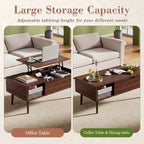 Table basse relevable JIONJOY avec rangement dissimulé, pieds en bois pour salon, petits espaces - Nettoyage facile