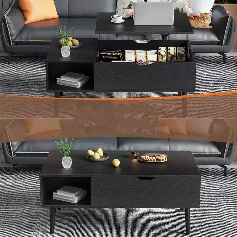 Table basse relevable JIONJOY avec rangement dissimulé, pieds en bois pour salon, petits espaces - Nettoyage facile