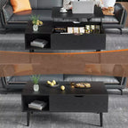 Table basse relevable JIONJOY avec rangement dissimulé, pieds en bois pour salon, petits espaces - Nettoyage facile