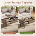 Table basse relevable JIONJOY avec rangement dissimulé, pieds en bois pour salon, petits espaces - Nettoyage facile