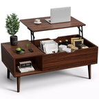 Table basse relevable JIONJOY avec rangement dissimulé, pieds en bois pour salon, petits espaces - Nettoyage facile