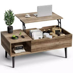 Table basse relevable JIONJOY avec rangement dissimulé, pieds en bois pour salon, petits espaces - Nettoyage facile
