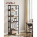 VASAGLE 6-Tier Bookshelf, Bookcase, 11.8 x 23.6 x 70.1 Inches, Shelving Unit, with Back Panels, Industrial Style Study, Rustic Brown and Black