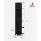 Étagère à Livres LED à 6 Niveaux, Étagère de Présentation avec Lumières Dimmables, Bibliothèque LED, 30,2 x 39,9 x 178,5 cm, Noir avec Grain de Bois