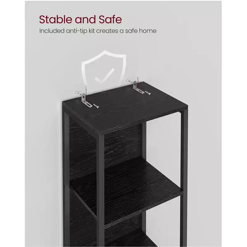 Étagère à Livres LED à 6 Niveaux, Étagère de Présentation avec Lumières Dimmables, Bibliothèque LED, 30,2 x 39,9 x 178,5 cm, Noir avec Grain de Bois