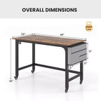 Costway Bureau Informatique Roulant 1/2/4 PCS, Cadre Métallique, Table PC Portable Plateau en Bois, Poste de Travail d'Étude