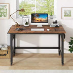 Costway Bureau Informatique Roulant 1/2/4 PCS, Cadre Métallique, Table PC Portable Plateau en Bois, Poste de Travail d'Étude