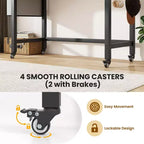Costway Bureau Informatique Roulant 1/2/4 PCS, Cadre Métallique, Table PC Portable Plateau en Bois, Poste de Travail d'Étude