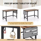 Costway Bureau Informatique Roulant 1/2/4 PCS, Cadre Métallique, Table PC Portable Plateau en Bois, Poste de Travail d'Étude