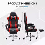 Chaise de jeu de course ergonomique JIONJOY avec dossier haut, soutien lombaire et accoudoirs réglables