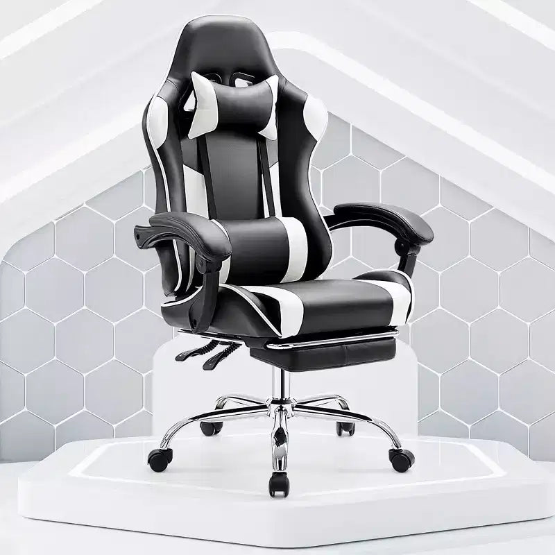 Chaise de jeu de course ergonomique JIONJOY avec dossier haut, soutien lombaire et accoudoirs réglables