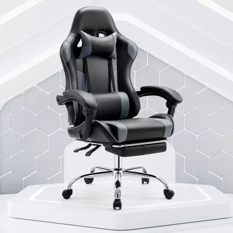 Chaise de jeu de course ergonomique JIONJOY avec dossier haut, soutien lombaire et accoudoirs réglables