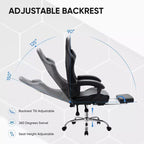 Chaise de jeu de course ergonomique JIONJOY avec dossier haut, soutien lombaire et accoudoirs réglables