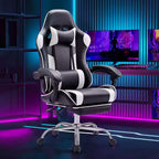 Chaise de jeu de course ergonomique JIONJOY avec dossier haut, soutien lombaire et accoudoirs réglables